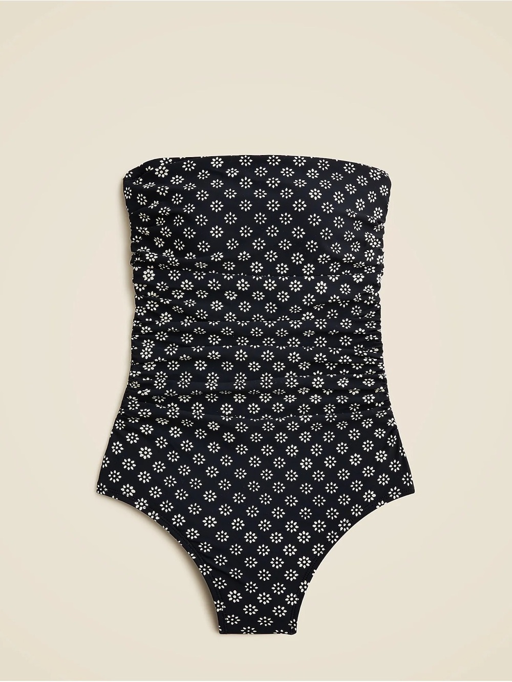 NWOT | J.Crew | Gemma Ruched Bandeau One-Piece | Black Floral | Womens Size 6